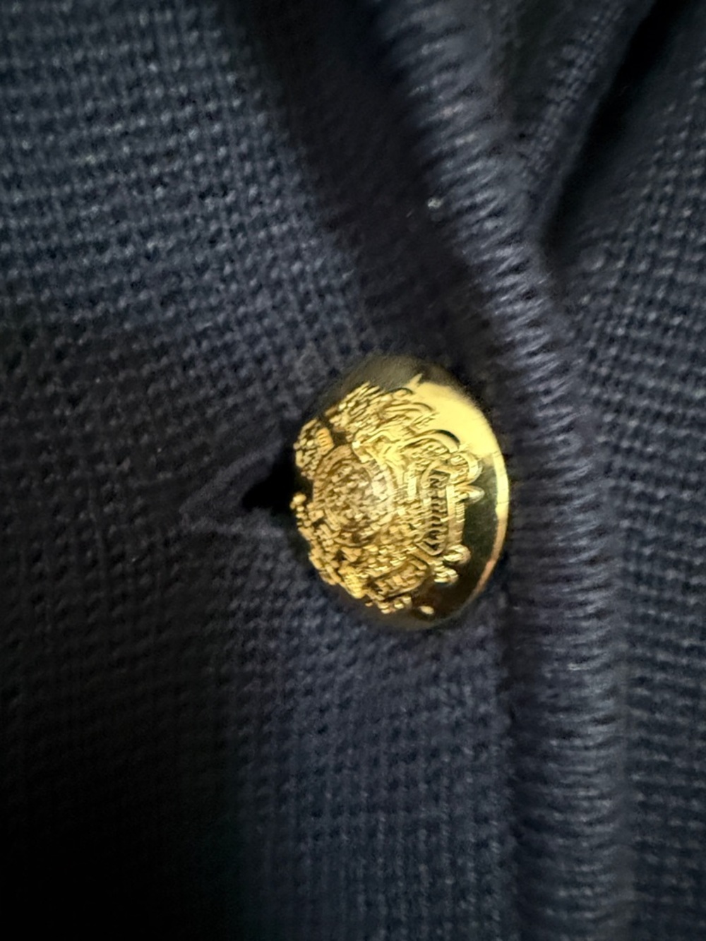 Lauren Ralph Lauren Navy Knit Blazer with Gold Buttons - Picture 4 of 7